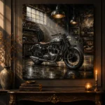 Brushed Chrome Heritage Garage Motorcycle Wall Art Canvas Print - Image 4