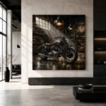 Brushed Chrome Heritage Garage Motorcycle Wall Art Canvas Print - Image 5