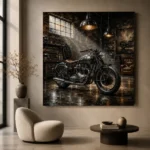 Brushed Chrome Heritage Garage Motorcycle Wall Art Canvas Print - Image 6