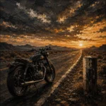 Muted Amber Desert Highway Motorcycle Garage Wall Art Canvas Print