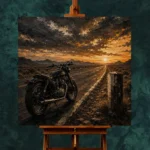 Muted Amber Desert Highway Motorcycle Garage Wall Art Canvas Print - Image 2