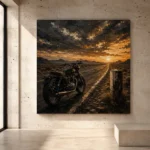 Muted Amber Desert Highway Motorcycle Garage Wall Art Canvas Print - Image 3