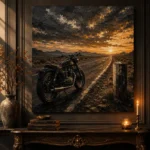 Muted Amber Desert Highway Motorcycle Garage Wall Art Canvas Print - Image 4