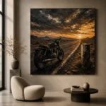 Muted Amber Desert Highway Motorcycle Garage Wall Art Canvas Print - Image 6