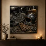 Antique Bronze Riding Gear Motorcycle Garage Wall Art Canvas Print - Image 7