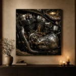 Brushed Chrome Engine Detail Motorcycle Garage Wall Art Canvas Print - Image 7