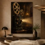 Golden Vintage Projector Film Reel Wall Art Canvas Print - Image 5