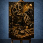 Antique Editing Table Film Reel Wall Art Canvas Print - Image 2