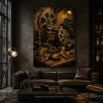 Antique Editing Table Film Reel Wall Art Canvas Print - Image 4