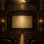 Golden Theater Interior Film Reel Wall Art Canvas Print