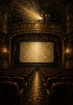 Golden Theater Interior Film Reel Wall Art Canvas Print