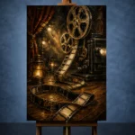 Golden Cinematic Still Life Film Reel Wall Art Canvas Print - Image 2