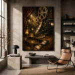 Golden Cinematic Still Life Film Reel Wall Art Canvas Print - Image 3