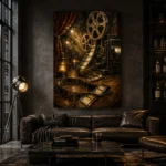 Golden Cinematic Still Life Film Reel Wall Art Canvas Print - Image 4