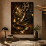 Golden Cinematic Still Life Film Reel Wall Art Canvas Print - Image 5