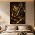 Golden Cinematic Still Life Film Reel Wall Art Canvas Print - Image 6