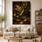 Golden Cinematic Still Life Film Reel Wall Art Canvas Print - Image 7