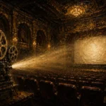 Golden Vintage Cinema Film Reel Wall Art Canvas Print