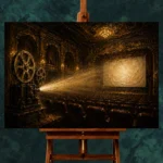 Golden Vintage Cinema Film Reel Wall Art Canvas Print - Image 2