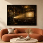 Golden Vintage Cinema Film Reel Wall Art Canvas Print - Image 3
