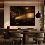 Golden Vintage Cinema Film Reel Wall Art Canvas Print - Image 4