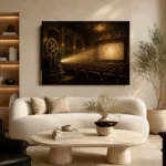 Golden Vintage Cinema Film Reel Wall Art Canvas Print - Image 6