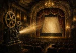 Golden Historic Theater Film Reel Wall Art Canvas Print