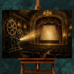 Golden Historic Theater Film Reel Wall Art Canvas Print - Image 2