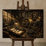 Refined Analog Workshop Film Reel Wall Art Canvas Print displayed on a studio easel
