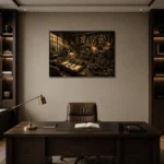 Refined Analog Workshop Film Reel Wall Art Canvas Print displayed in a contemporary gallery-inspired room