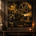 Golden Brass Projector Film Reel Wall Art Canvas Print - Image 4