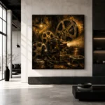 Golden Brass Projector Film Reel Wall Art Canvas Print - Image 5