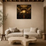 Grand Historic Theater Film Reel Wall Art Canvas Print presented in a sophisticated home setting