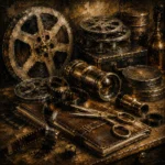 Bronze Cinema Archive Film Reel Wall Art Canvas Print