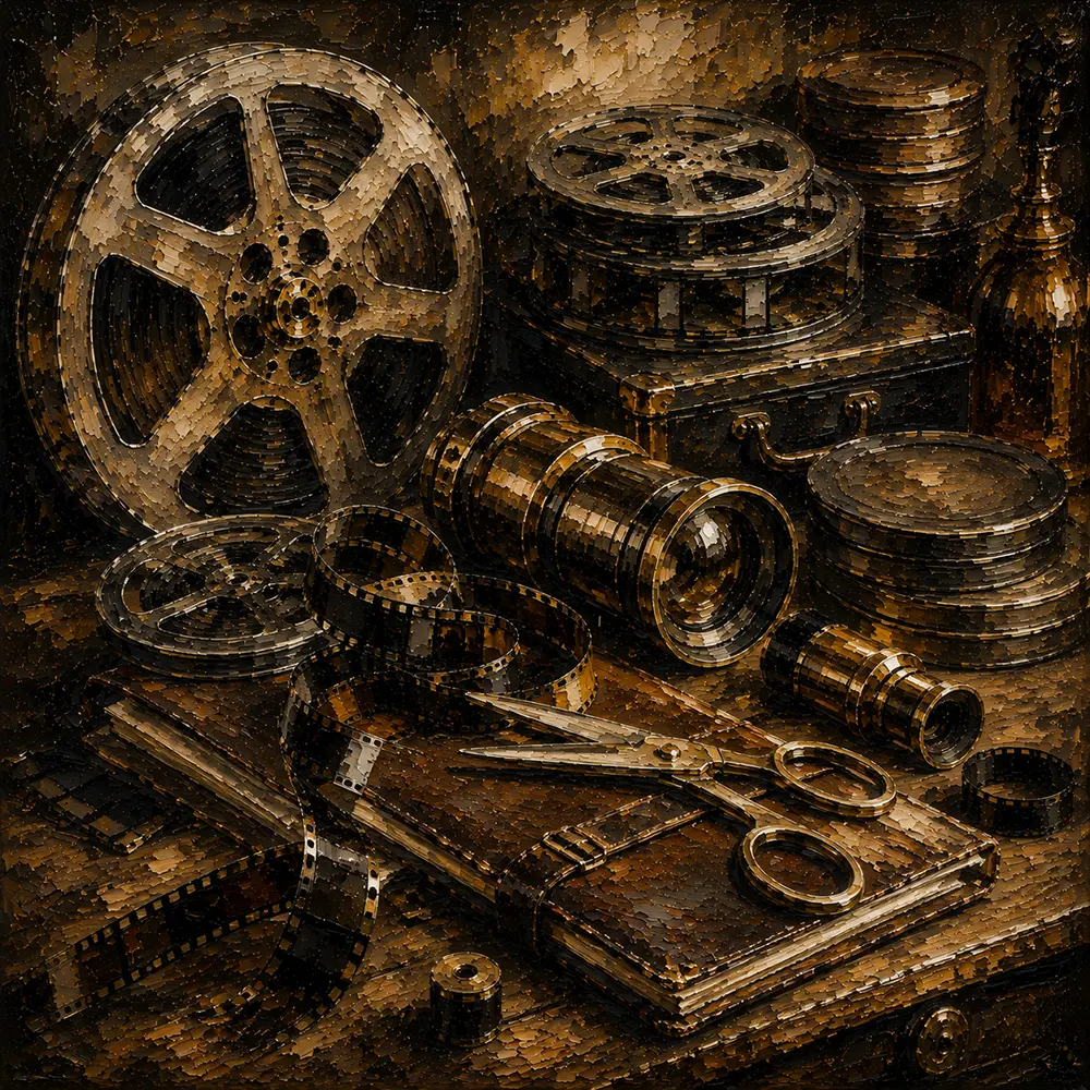 Bronze Cinema Archive Film Reel Wall Art Canvas Print