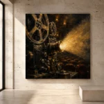 Golden Projector Beam Film Reel Wall Art Canvas Print - Image 3