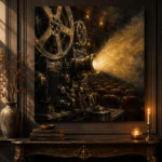Golden Projector Beam Film Reel Wall Art Canvas Print - Image 4