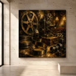 Golden Unfurling Cinema Film Reel Wall Art Canvas Print - Image 3