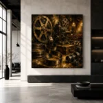 Golden Unfurling Cinema Film Reel Wall Art Canvas Print - Image 5