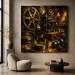Golden Unfurling Cinema Film Reel Wall Art Canvas Print - Image 6