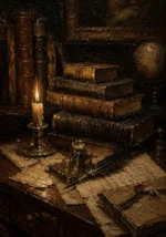Candlelit Antique Book Wall Art Canvas Print
