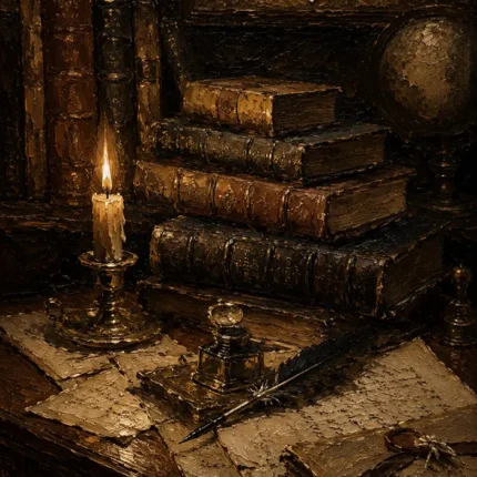 Candlelit Antique Book Wall Art Canvas Print
