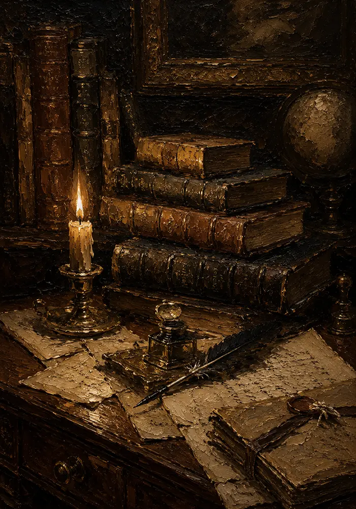 Candlelit Antique Book Wall Art Canvas Print