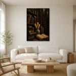 Old Library Antique Book Wall Art Canvas Print styled in a refined neutral interior