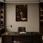 Old Library Antique Book Wall Art Canvas Print displayed in a contemporary gallery-inspired room