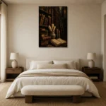 Old Library Antique Book Wall Art Canvas Print showcased in an elegant minimalist interior