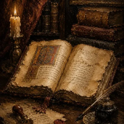 Illuminated Manuscript Antique Book Wall Art Canvas Print