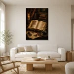 Illuminated Manuscript Antique Book Wall Art Canvas Print styled in a refined neutral interior