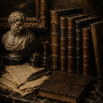 Classical Bust Antique Book Wall Art Canvas Print