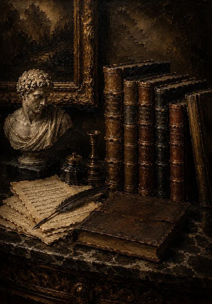 Classical Bust Antique Book Wall Art Canvas Print